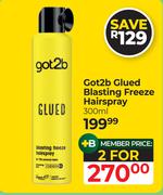 Got2b Glued Blasting Freeze Hairspray-For 2 x 300ml