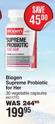Biogen Supreme Probiotic For Her 30 Vegetable Capsules