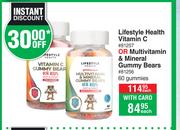 Lifestyle Health Vitamin C Or Multivitamin & Mineral Gummy Bears 60 Gummies-Each