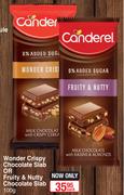 Canderel Wonder Crispy Chocolate Slab Or Fruity & Nutty Chocolate Slab-100g Each