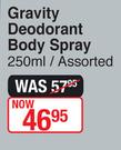 Gravity Deodorant Body Spray Assorted-250ml