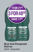 Brut Anti Perspirant Roll-On Assorted-3 x 50ml