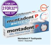 Mentadent P Toothpaste Assorted-100ml