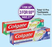 Colgate Total 12 Pro Toothpaste Assorted-3 x 75ml