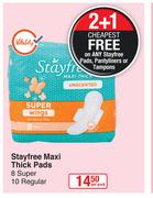 Stayfree Thick Pads 8 Super 10 Regular-Per Pack