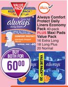 Always Comfort Protect Daily Liners Economy Pack 40 Pack 