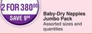 Pampers Baby Dry Nappies Jumbo Pack-For 2