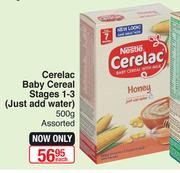Nestle Cerelac Baby Cereal Stages 1-3(Just Add Water) Assorted-500g Each