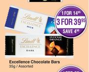 Lindt Excellence Chocolate Bars Assorted-35g Each