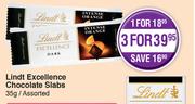 Lindt Excellence Chocolate Slabs-3 x 35g