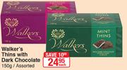 Walker's Thins With Dark Chocolate-150g Each