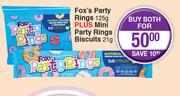 Fox's Party Rings 125g Plus Mini Party Rings Biscuits 21g-For Both