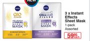 3x Instant Effect Sheet Mask-1Pack Each