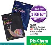 Quret Beauty Recipe Or Lifting Care Face Masks Assorted-For 3