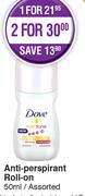 Dove Antiperspirant Roll On-50ml Each