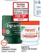 Ingram's Camphor Cream Assorted-500ml Or Ingram's Tissue Oil Cream-300ml