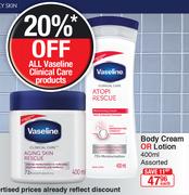 Vaseline Body Cream Or Lotion Assorted-400ml Each