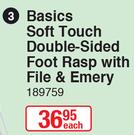Basics Soft Touch Double Sided Foot Rasp With File & Emery 189759