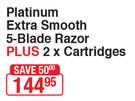 Gillette Venus Platinum Extra Smooth 5-Blade Razor Plus 2 x Cartridges