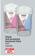 Shield Anti-Perspirant Deodorant Stick-45ml Each