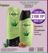 Organics Shampoo Or Conditioner-2 x 400ml