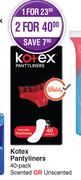 Kotex Pantyliners 40 Pack Scented Or Unscented