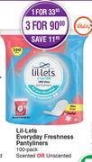 Lil-Lets Everyday Freshness Pantyliners 100 Pack Scented Or Unscented