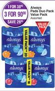 Always Pads Duo Pack Value Pack Assorted-For 3