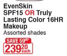 Almay EvenSkin SPF15 Or Truly Lasting Color 16hr Makeup (Assorted Shades)-Each