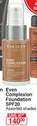 Yardley Even Complexion Foundation SPF20 (Assorted Shades)