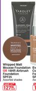 Yardley Whipped Matt Mousse Foundation Or 16hr Airbrush Foundation SPF25 (Assorted Shades)-Each