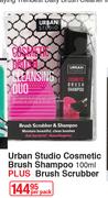 Urban Studio Cosmetic Brush Shampoo 100ml  Plus Brush Scrubber-Per Pack