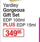 Yardley Gorgeous Gift Set EDP 100ml Plus EDP 15ml