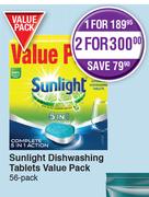 Sunlight Dishwashing Tablets Value Pack 56 Pack-For 2