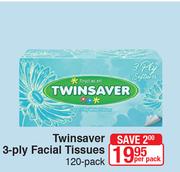 Twinsaver 3-Ply Facial Tissues 120 Pack-Per Pack