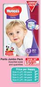 Huggies Pants Jumbo Pack (Assorted Sizes And Quantities)-Per Pack