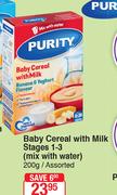 Purity Baby Cereal With Milk Stage 1-3 (Mix With Water)-200g