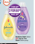 Johnson's Bedtime Bath 500ml Or Top-To-Toe Wash 500ml Pump-Each