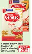 Cerelac Baby Cereal Stages 1-3(Just Add Water)-250g Each