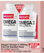 Biogen Omega 3 1000 mg Fish Oil Banded Pack 90 Softgel Capsules Plus Free 90 Softgel Capsules-Per Pa