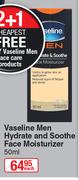 Vaseline Men Hydrate And Soothe Face Moisturizer-50ml Each
