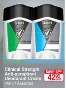 Clinical Strength Anti-Perspirant Deodorant Cream-45ml Each