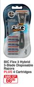 BIC Flex 3 Hybrid 3-Blade Disposable Razors + 4 Cartridges
