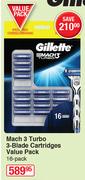 Mach 3 Turbo 3-Blade Cartridges Value Pack-16 Pack