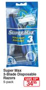 Super Max 3-Blade Disposable Razors-5 Pack