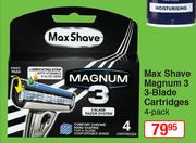 Max Shave Magnum 3 3-Blade Cartridges-4 Pack
