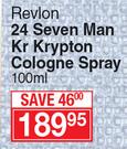 Revlon 24 Seven Man Kr Krypton Cologne Spray-100ml