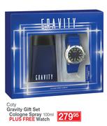 Coty Gravity Gift Set Cologne Spray 100ml Plus Free Watch
