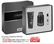Montblanc Explorer Gift Set EDP 100ml Plus Free After Shave Balm 100ml & Travel Spray EDP 7.5ml