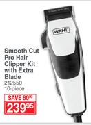Wahl 10 Piece Smooth Cut Pro Hair Clipper Kit With Extra Blade 212550